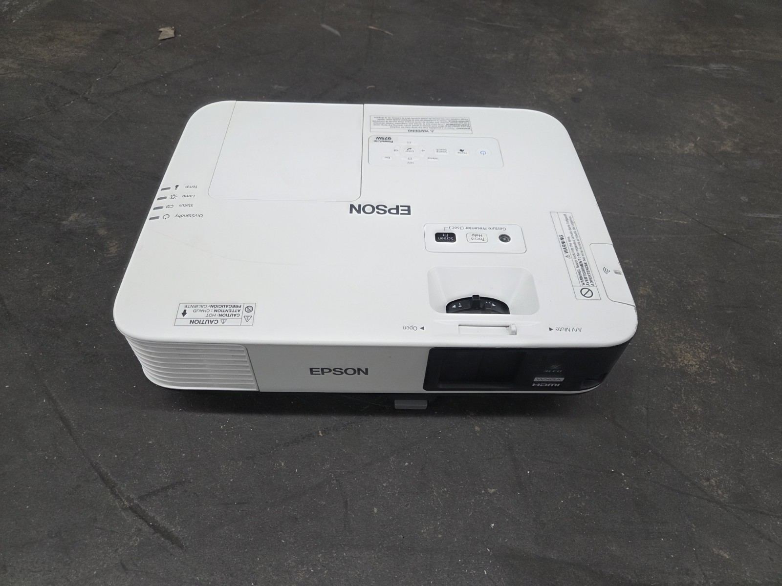 Epson PowerLite 975W WXGA 3LCD Projector H835A Parts Or Repair Unused