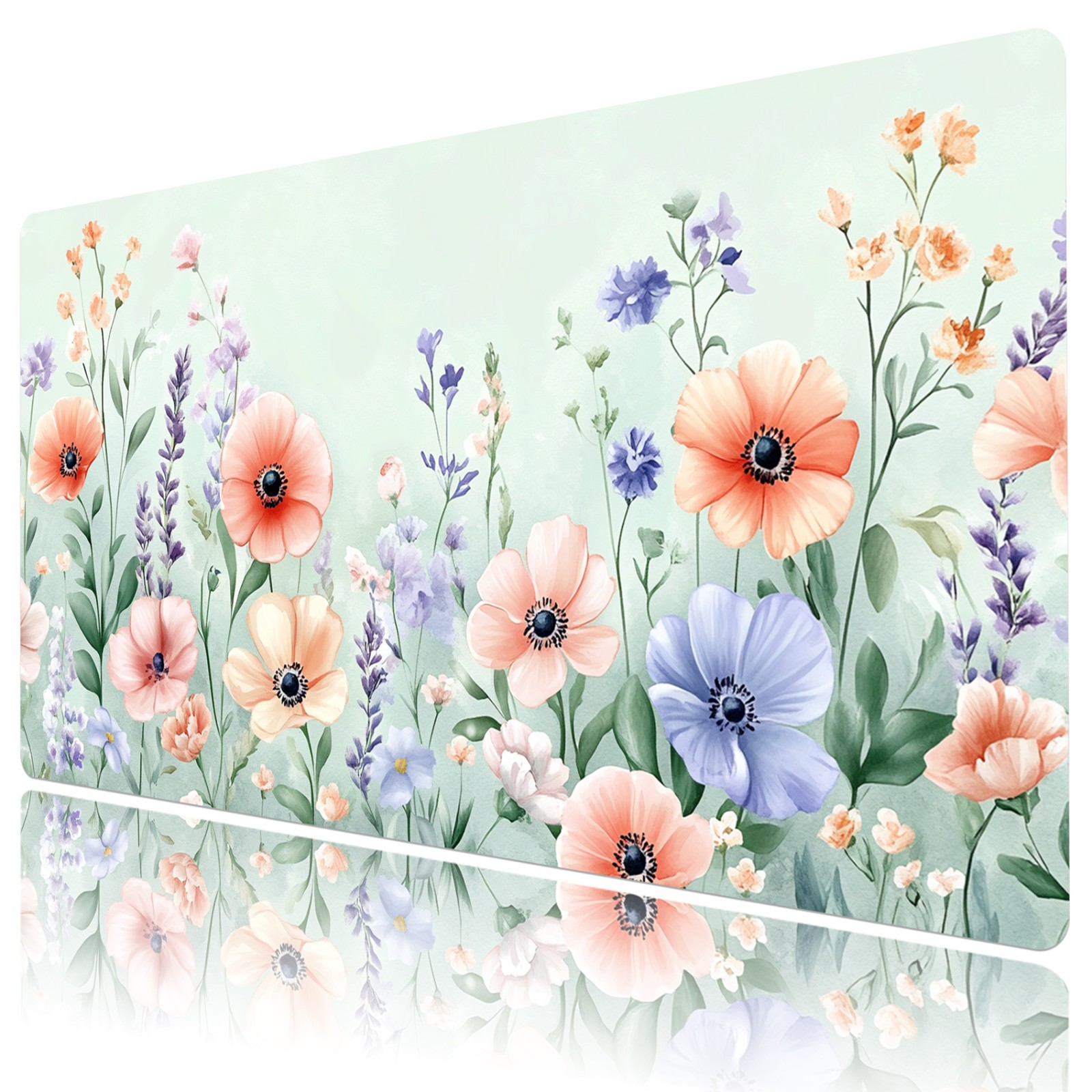 Spring Pink and Purple Floral Desk Pad for Keyboard Desk Mat 31.5x15.7 inch