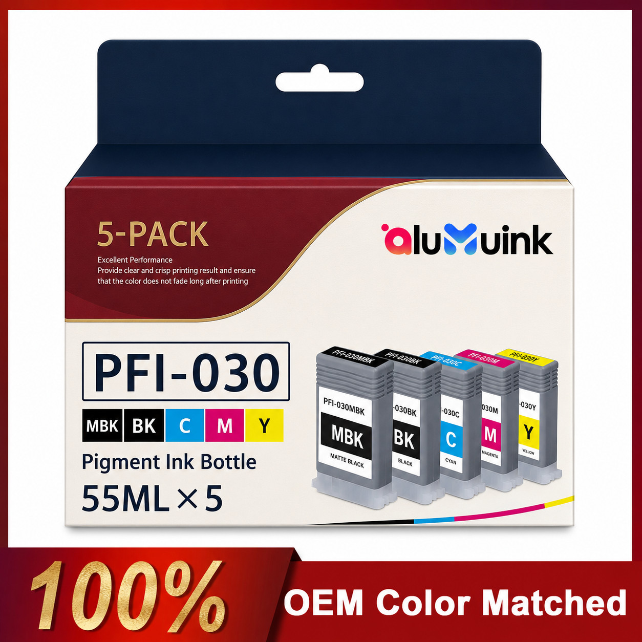 Compatible PFI-030 High-Yield Ink  Cartridge 55ml  for  TA-20 TA-30 MB/Y/B/C/M