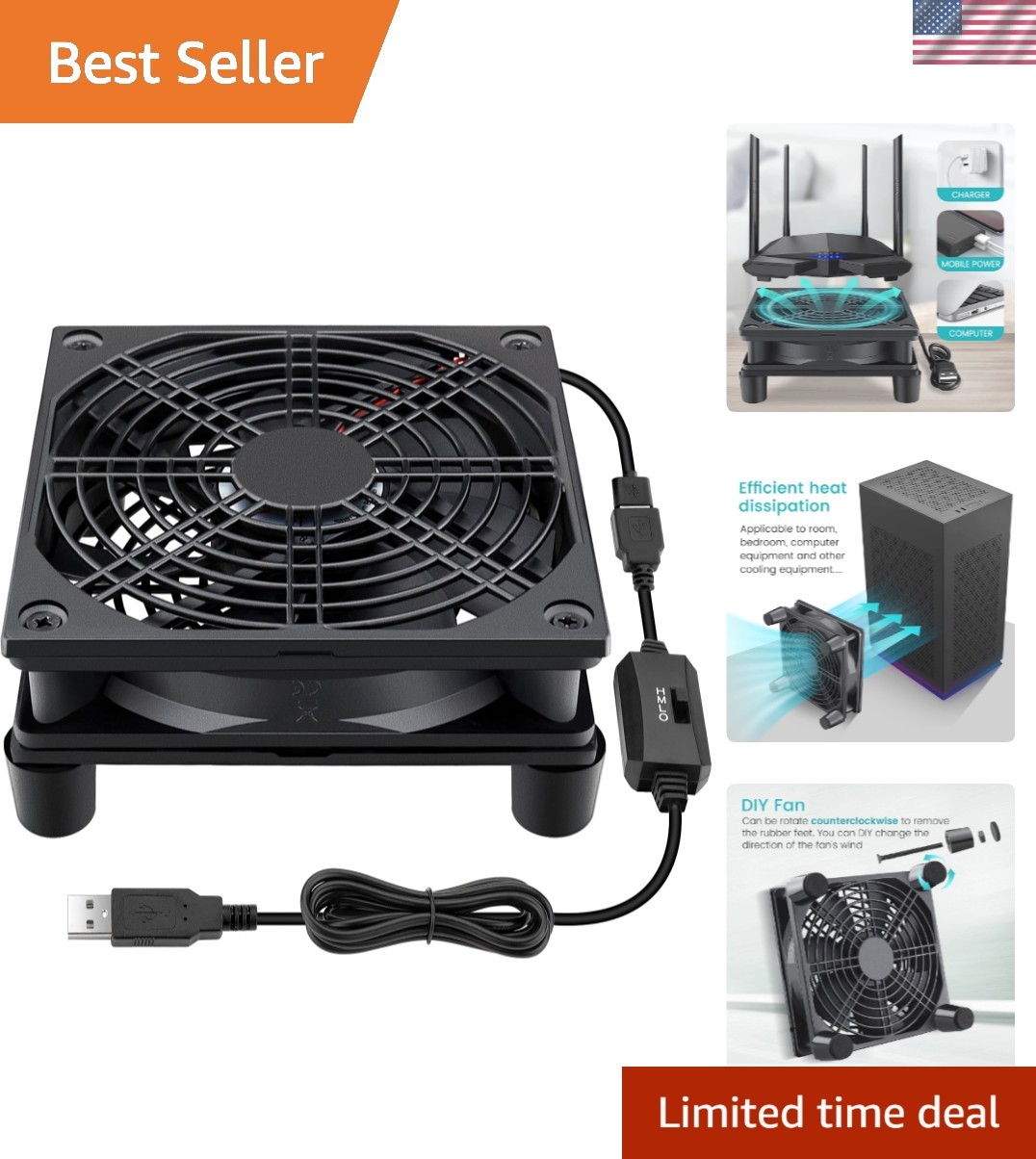 Cooling Case Fan for Receiver Xbox TV Box Router 120mm x 25mm 5V USB