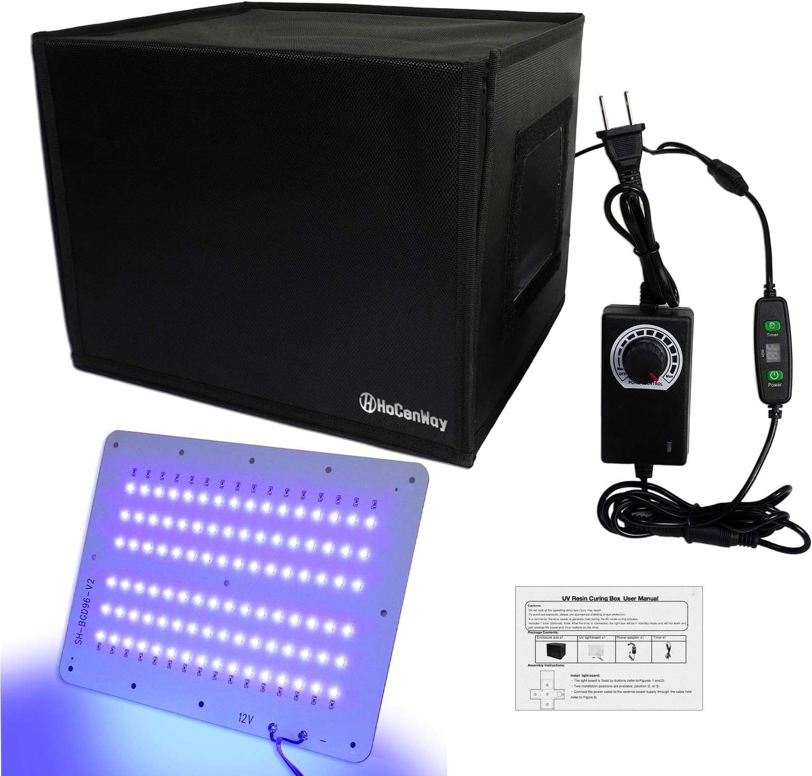 Upgrade UV Resin Curing Box with Adjustable Brightness 48W 395nm UV Curing Li...
