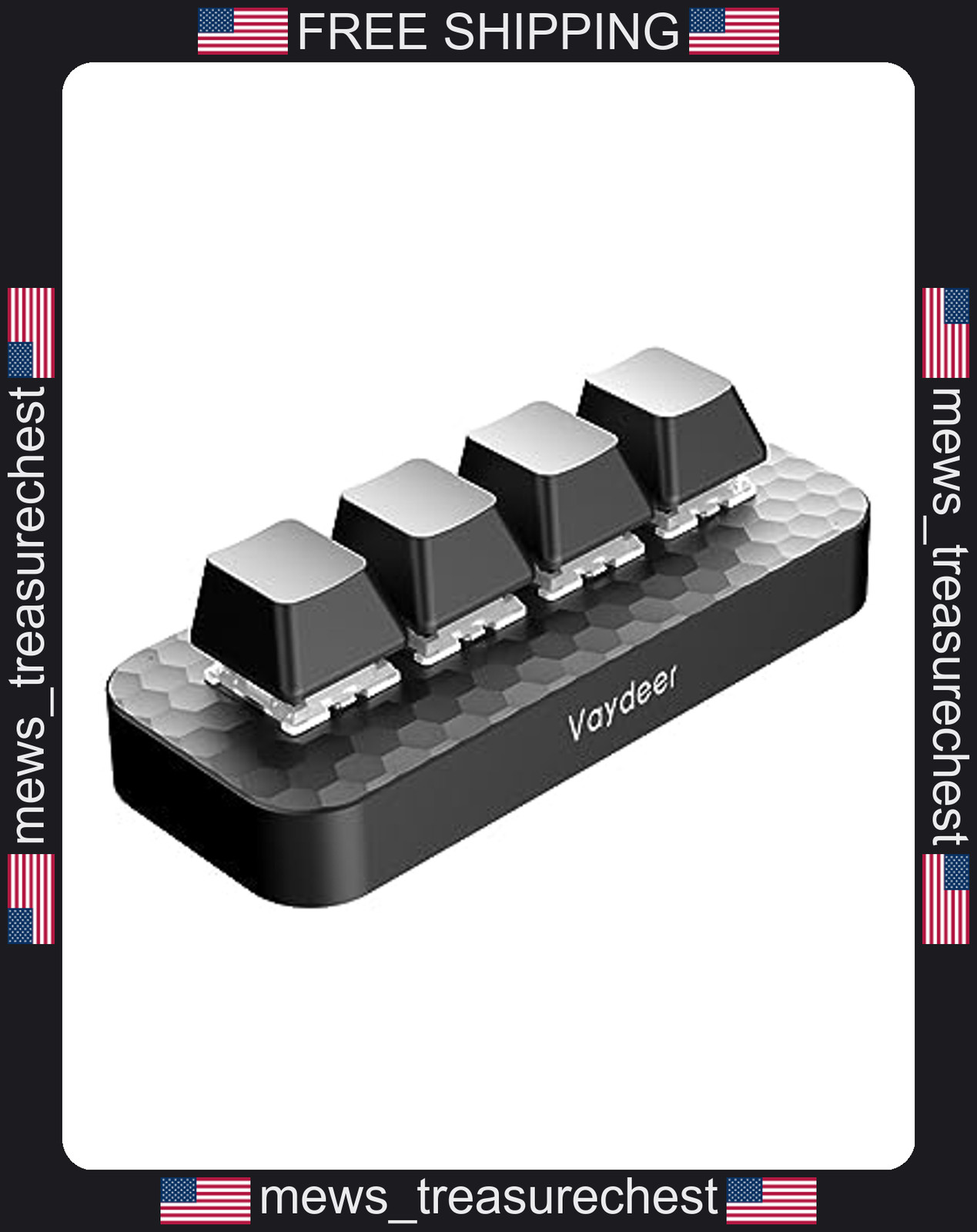 Vaydeer Programmable Macro Keypad 4 NKRO Keys for Gaming & Office