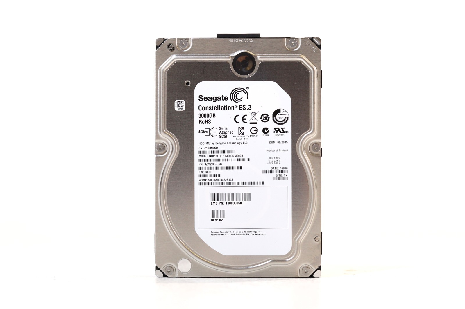 EMC ST3000NM0023 3TB 3.5" 6Gb/s 7.2K RPM SAS Drive EMC P/N: 118033058 Tested