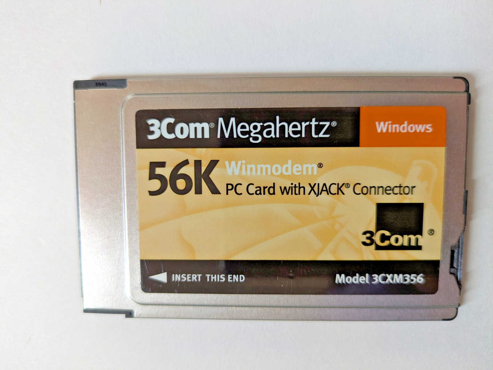 3Com Megahertz 56k Winmodem PC Card with XJACK Connector Model 3CXM356 TESTED