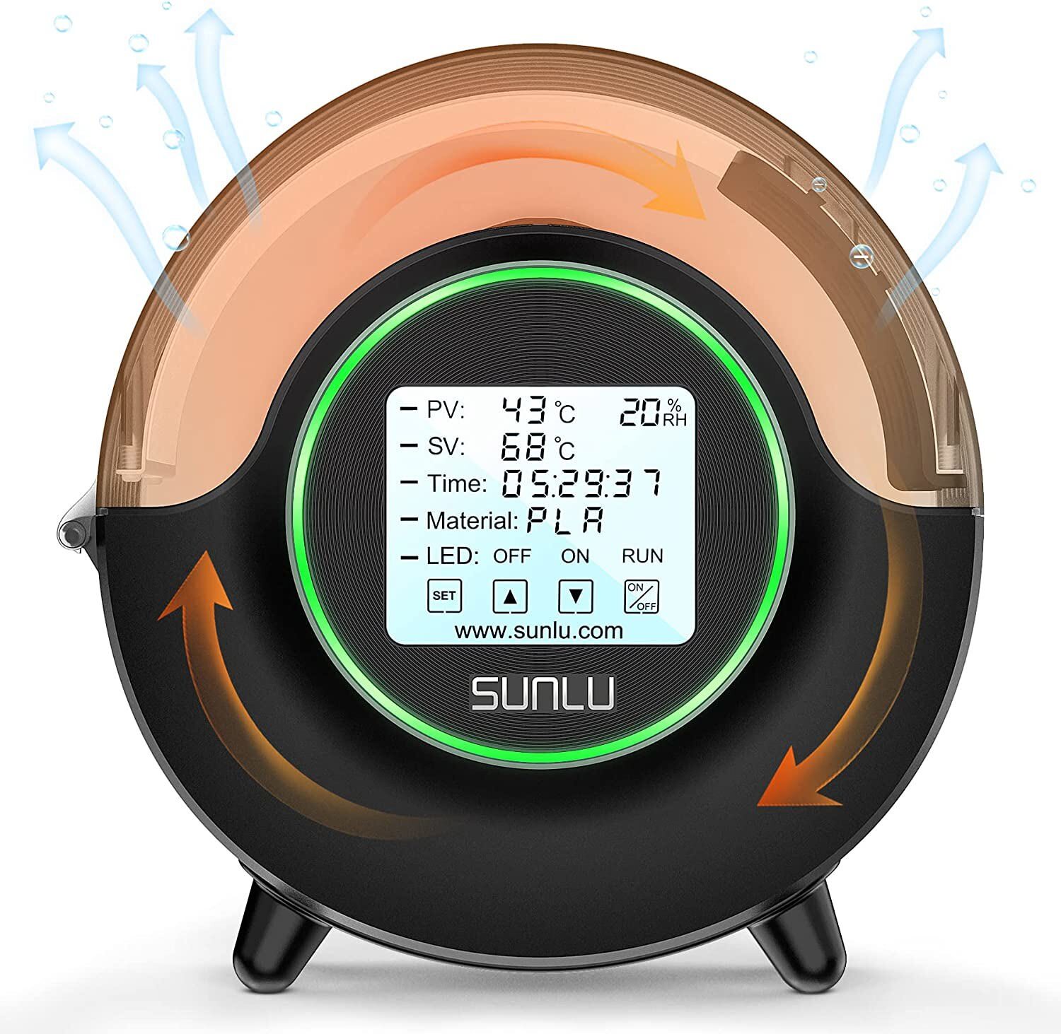 SUNLU 3D Printer Filament Dryer Box Updated S2 Touch Screen for 1.75/2.85/3.00mm