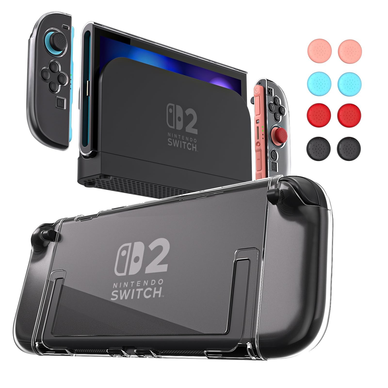 Switch 2 Dockable Case with Screen Protector - Clear Hard Shell Cover with Jo...