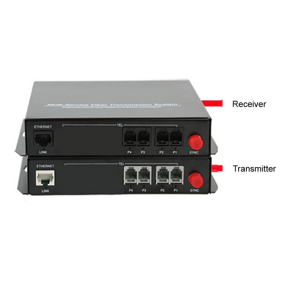 4CH Telephone Fiber Optic Media Converters PCM Voice with 10/100M Ethernet FC