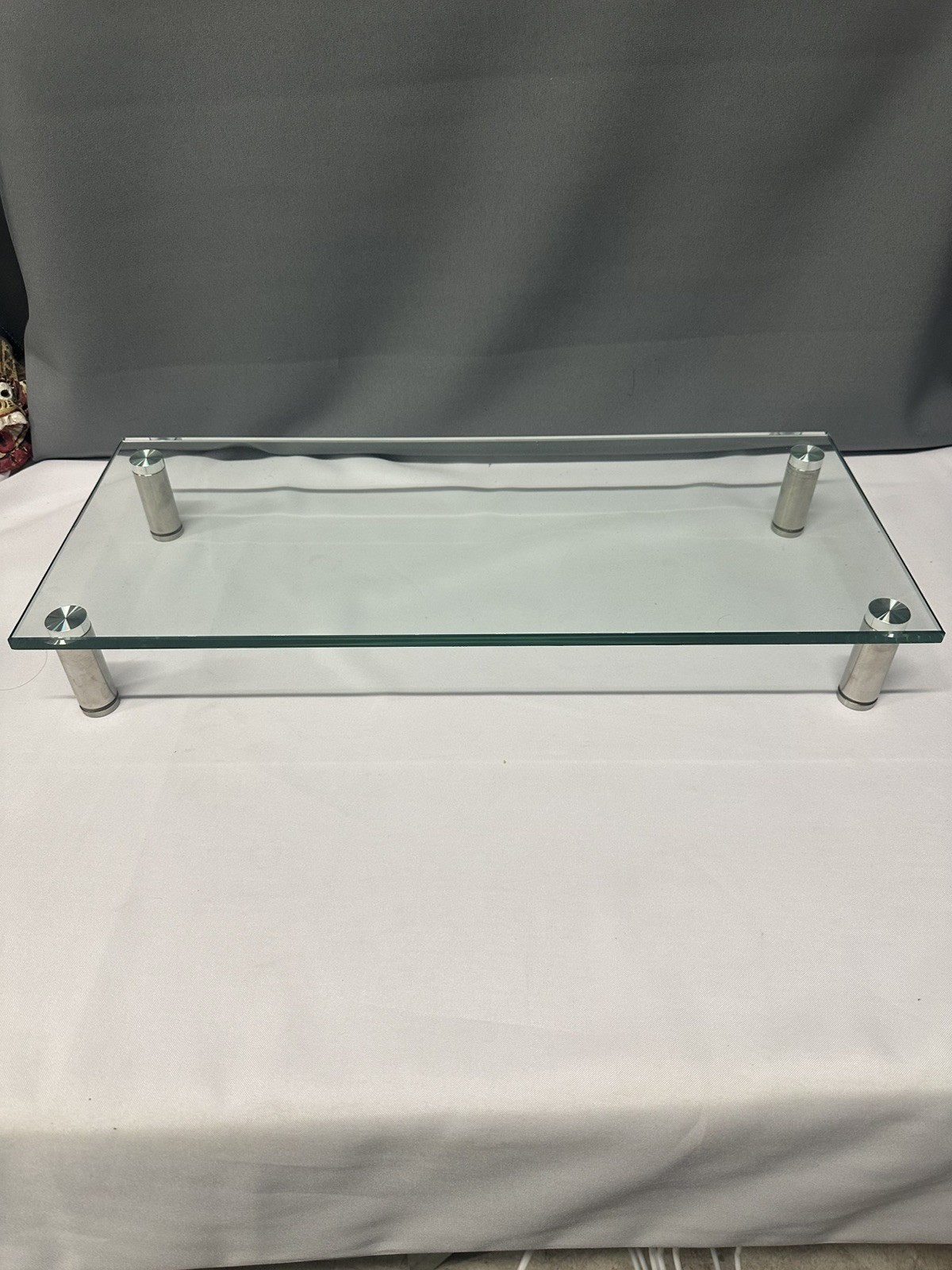 Monoprice Multimedia Desktop Monitor Stand - Clear Glass, Large 22” X 9.5”