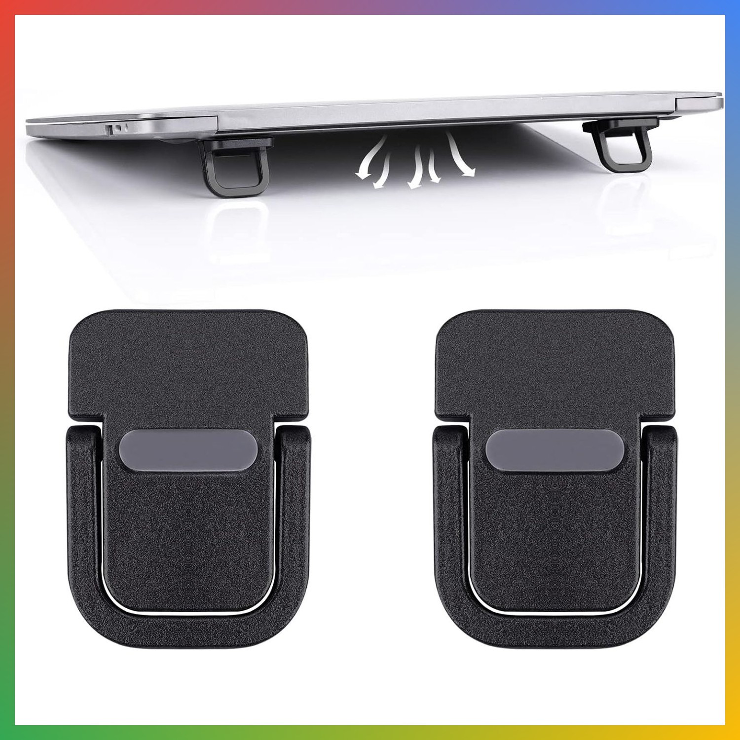 Laptop Stand Riser Feet Portable Invisible Ergonomic Cooling Zinc Alloy 2 PC Bla