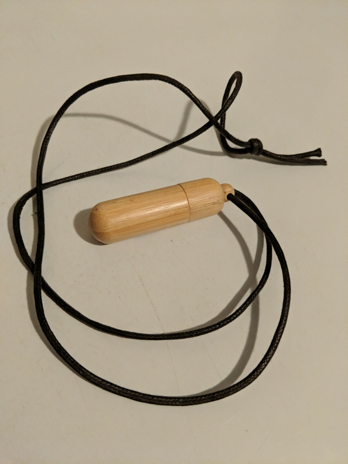 Eco Friendly Bamboo USB Drive - Capsule shape with Lanyard - 256 MB