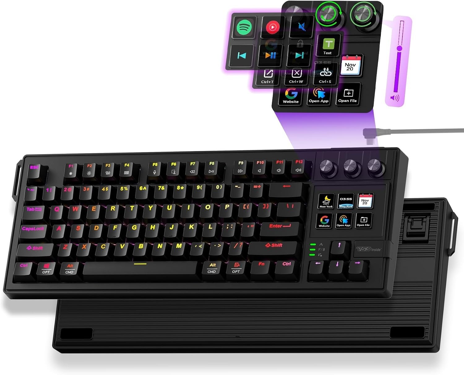 VSDINSIDE VSD K1 Pro Wired 87-Key Hot-Swappable RGB Mechanical Keyboard LCD Deck