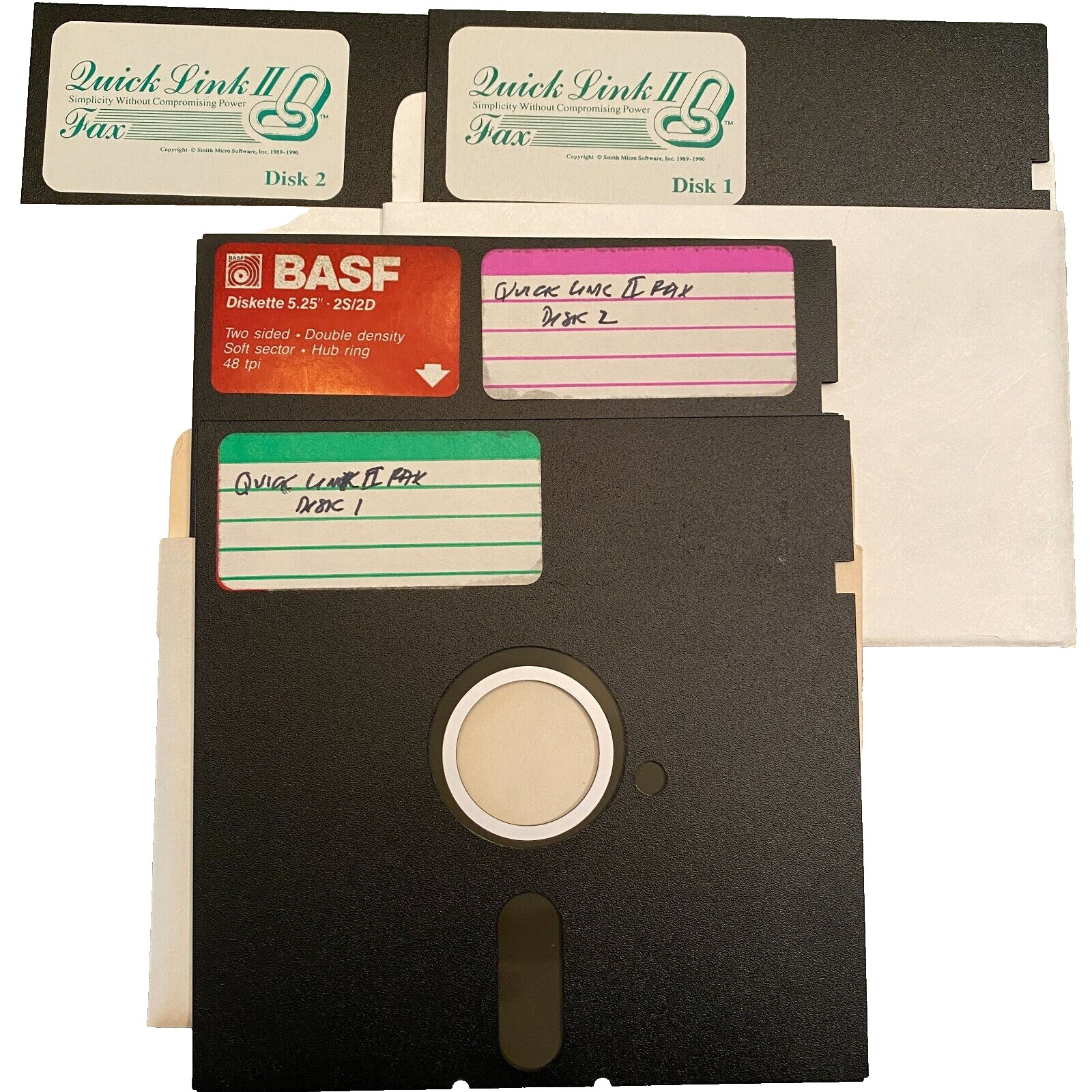 Quick Link II 2 Fax PC Software 5.25” Floppy Disks Lot Floppies 1990 Vintage VTG
