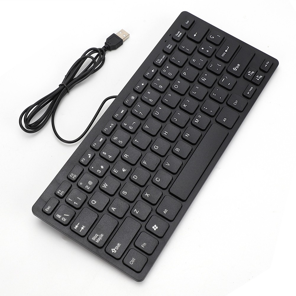 Ultra-thin Wired USB Mini Portable Spanish Keyboard For Desktop Computer 78 BEA