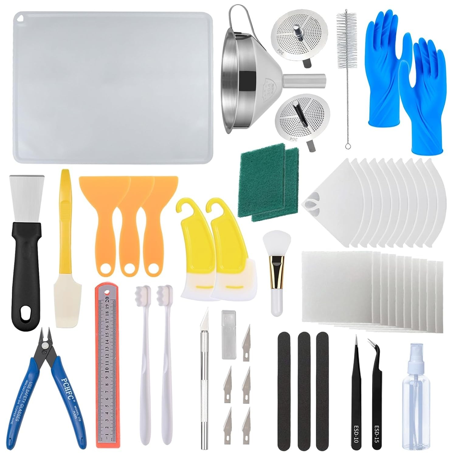 52 Pcs 3D Printing Tool Kit - Stainless Steel Filter, Silicone Pad, Scraper, Twe