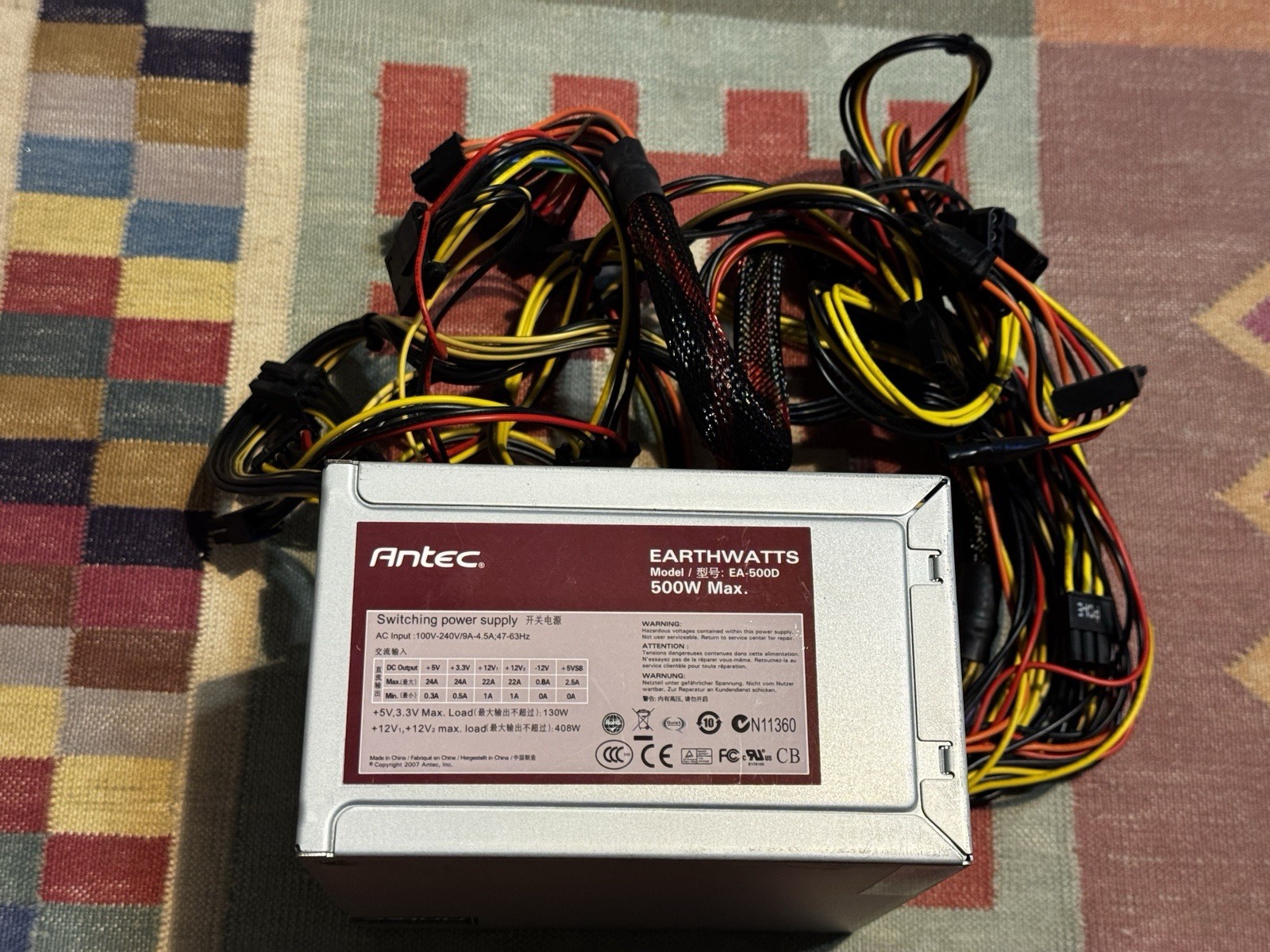 Antec EarthWatts EA-500D 500W ATX Desktop PC Power Supply PSU Tested