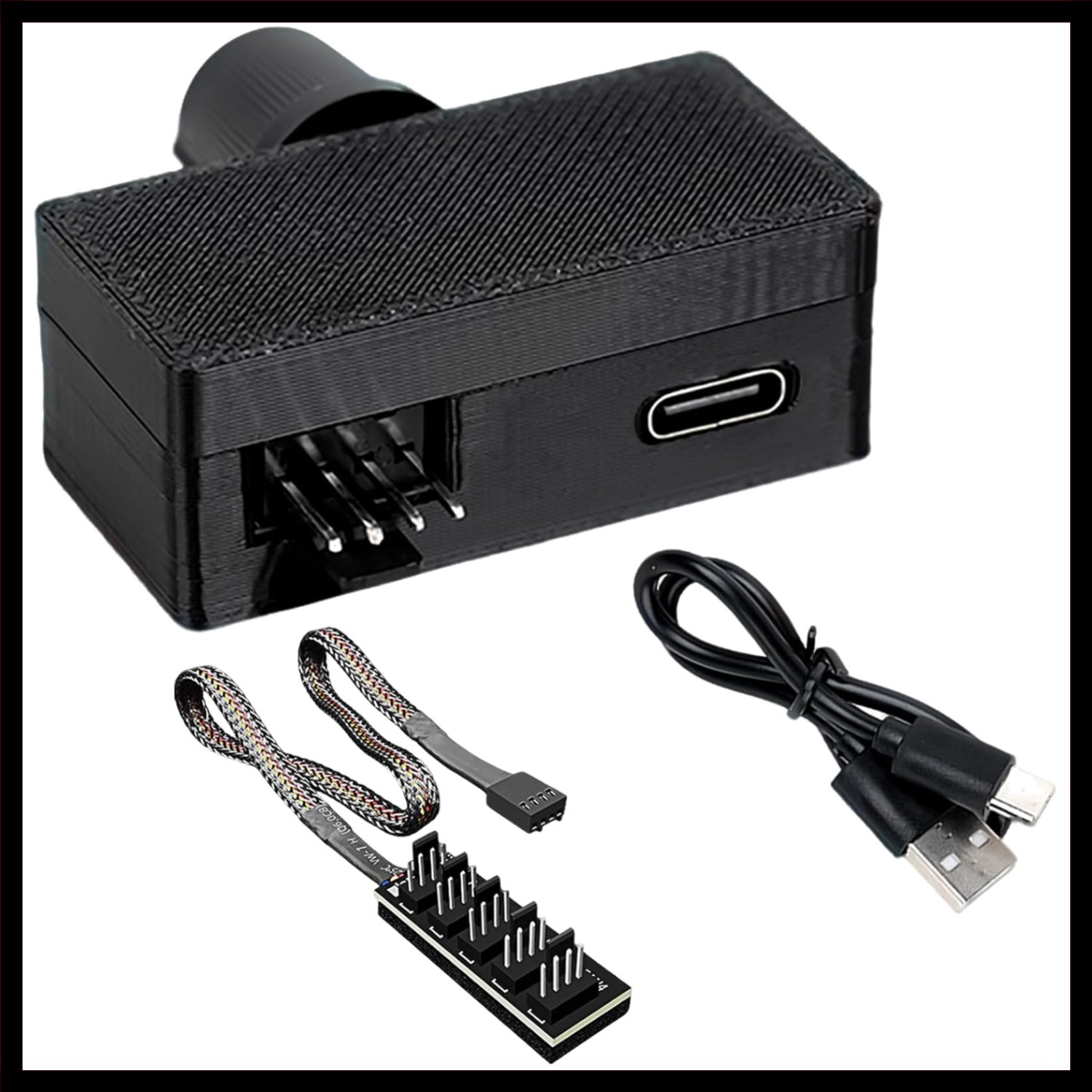 PWM Fan Controller with USB-C Power and 4-Pin Splitter for 12V Fans and Water...