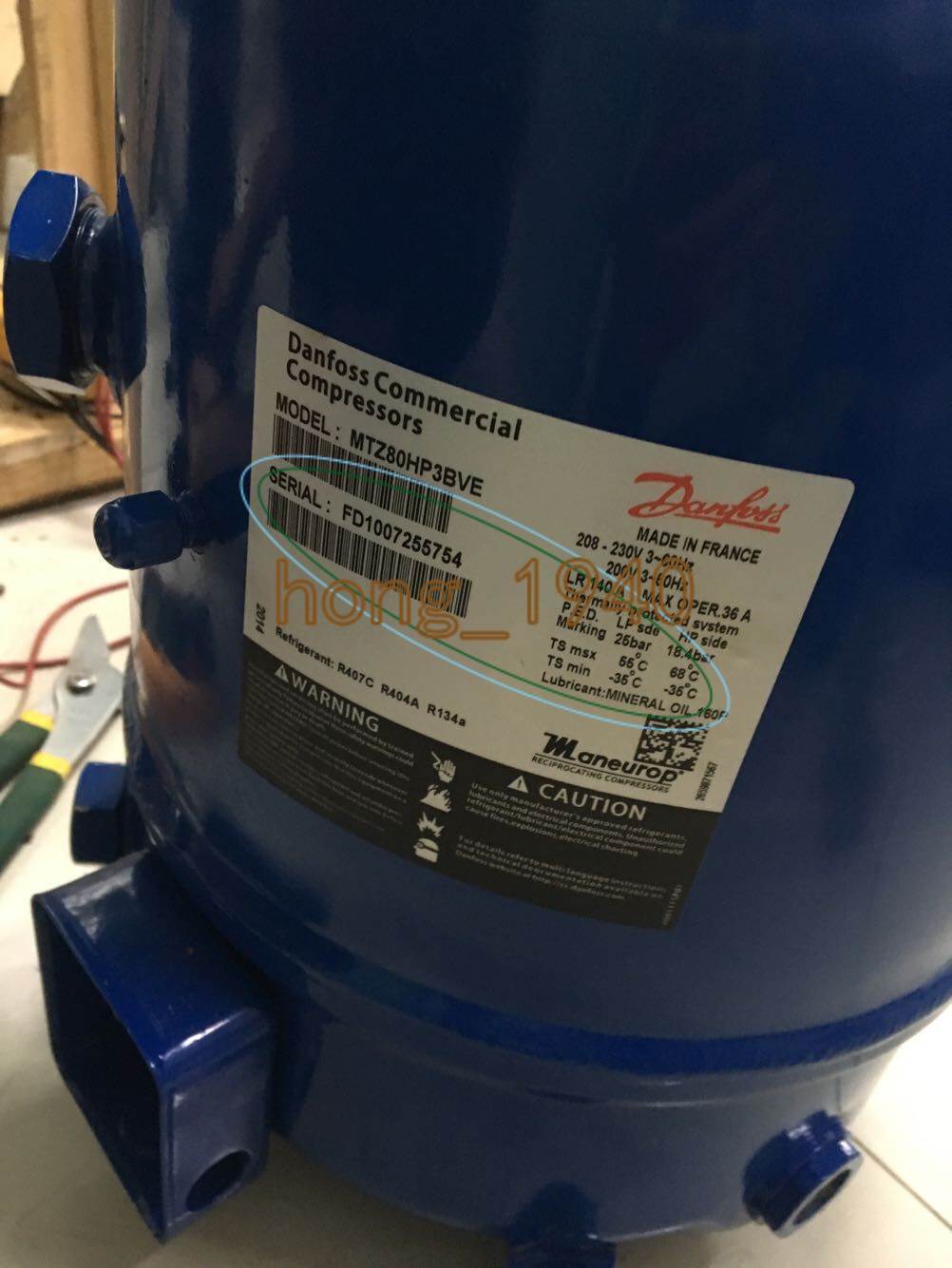 ONE NEW Danfoss Compressor Mtz80hp3bveExpedited Shipping DHL FEDEX