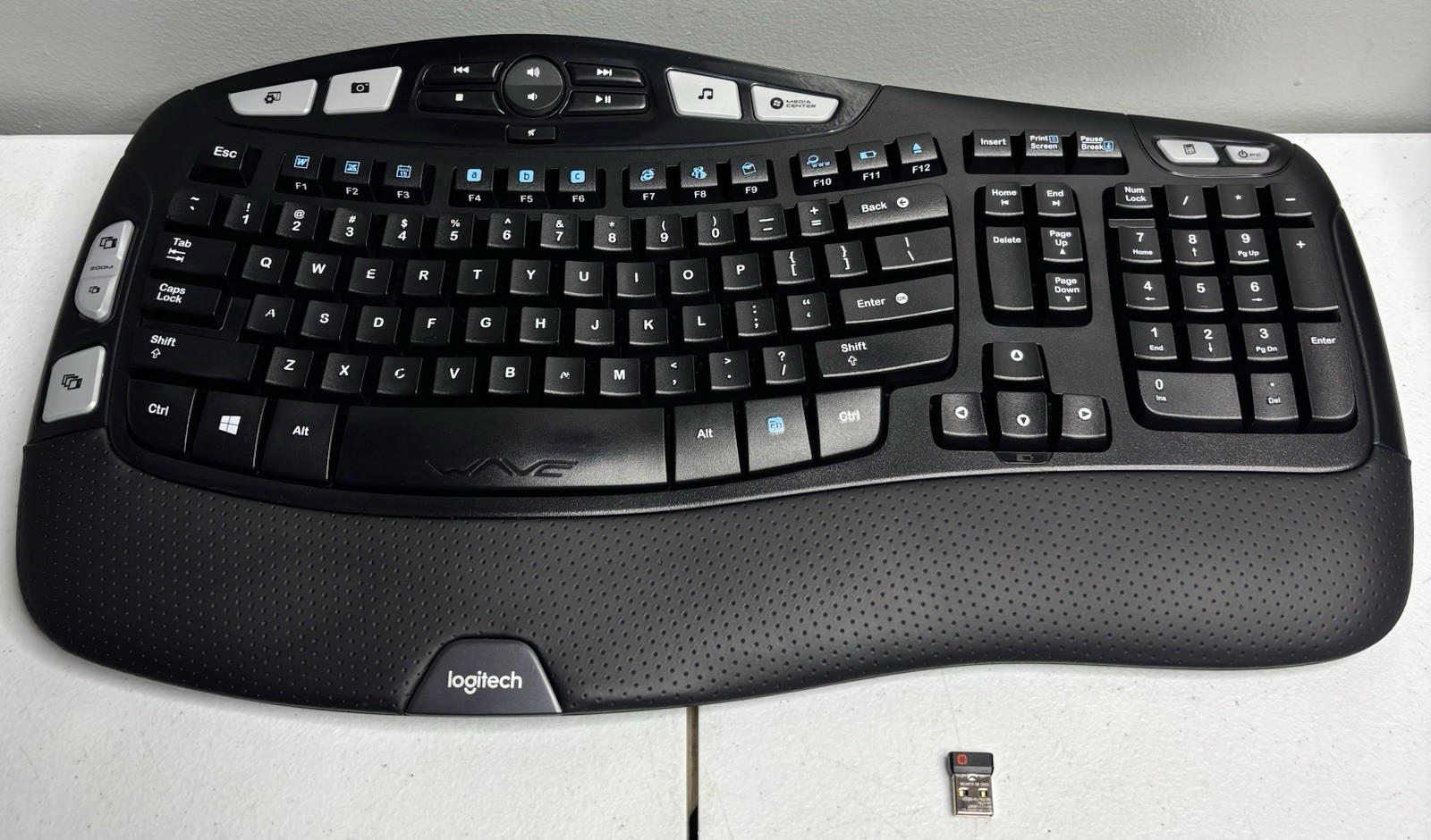 Logitech K350 Wireless Wave Ergonomic Keyboard w/ USB Unifying Receiver Black