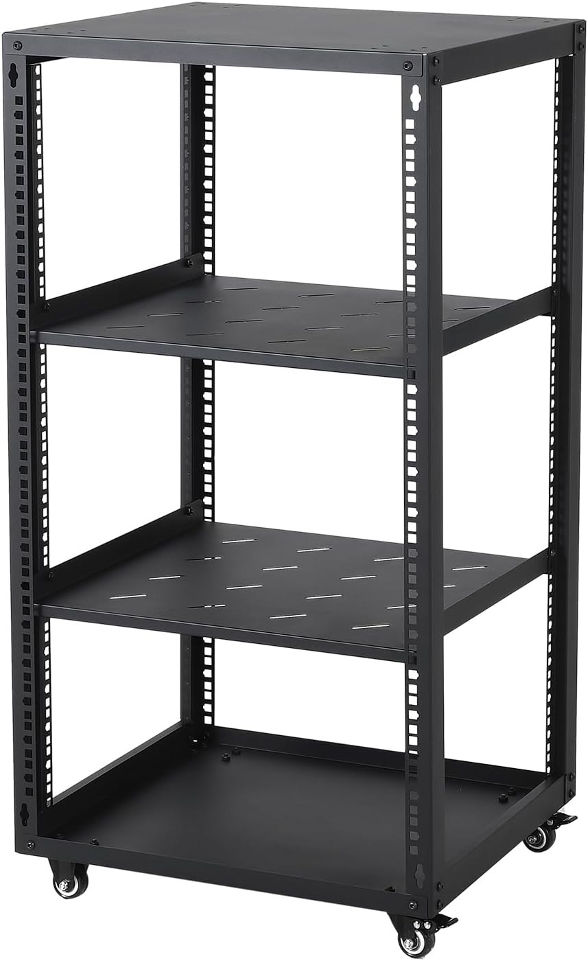 20U 4 Post Open Frame Server Rack Network Enclosure AV Rack Stand Wall Mount US