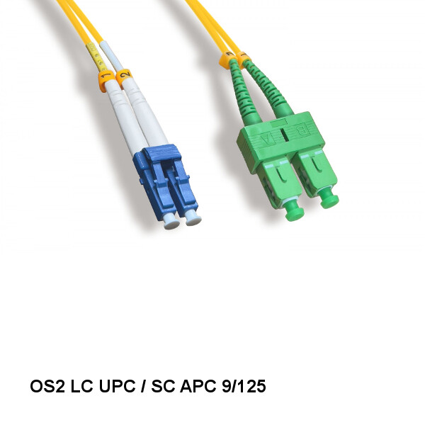 Kentek 1M LC UPC/ SC APC OS2 9 /125 Duplex Single-Mode Fiber Optic Cable