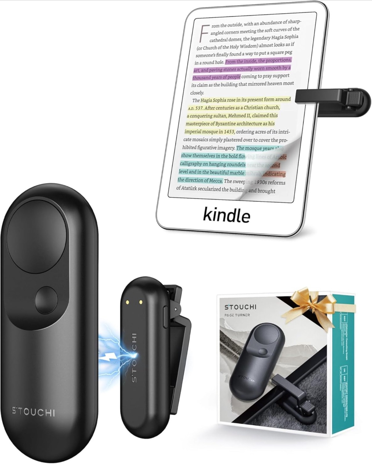 [#1 Magnetic Tech] Remote Control Page Turner for Kindle Paperwhite with Wrist