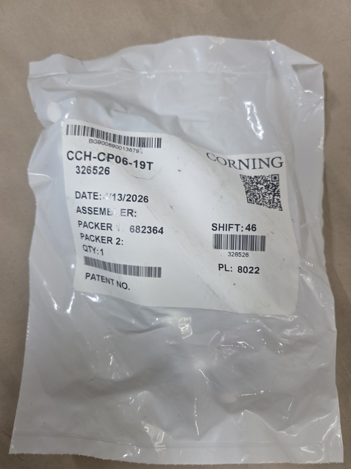 Corning CCH-CP06-19T Patch Panel 6 ST Simplex OS2 Singlemode Adapters ~STSI
