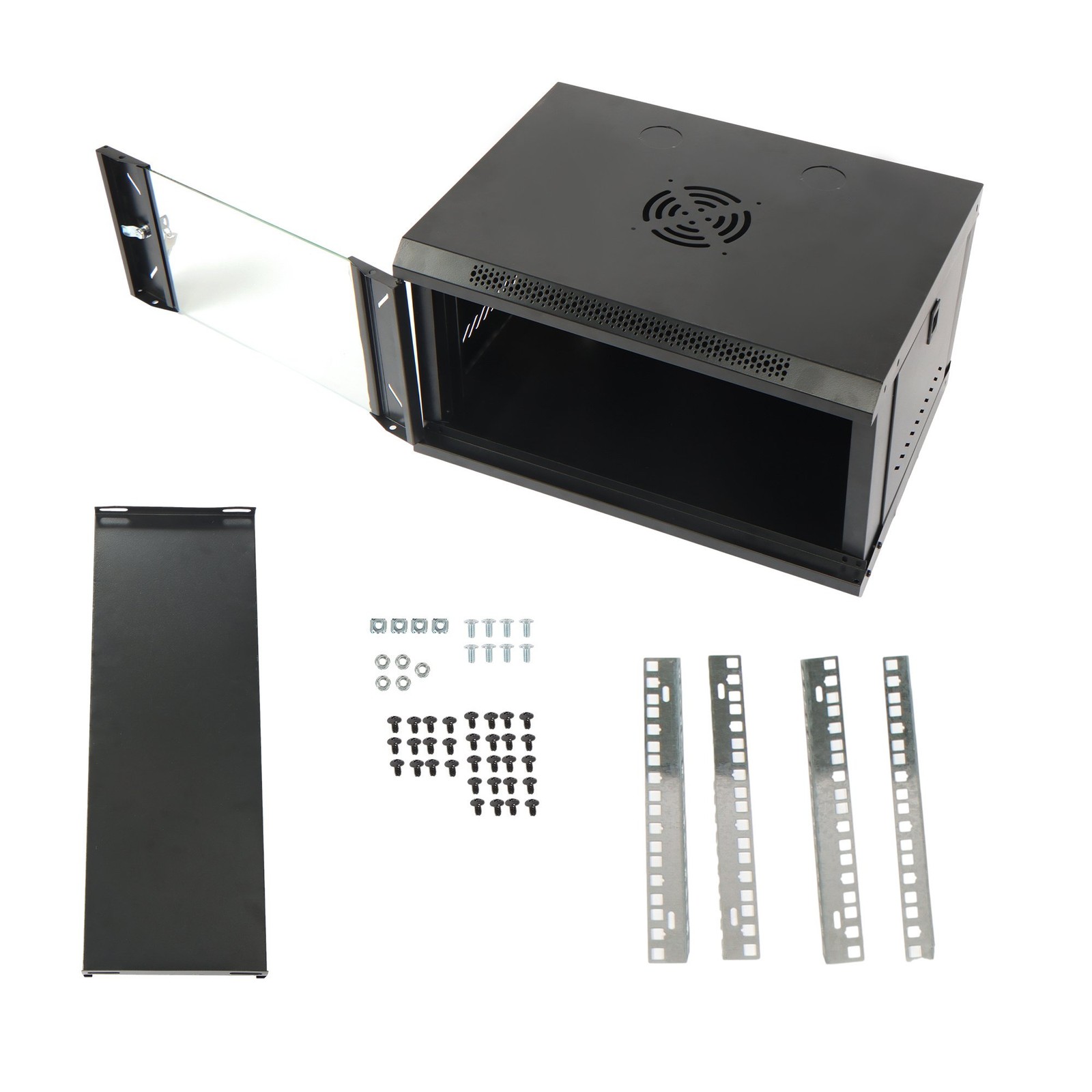 6U Steel Wall Mount Server Rack Cabinet 15.5" Deep Locking Glass Door