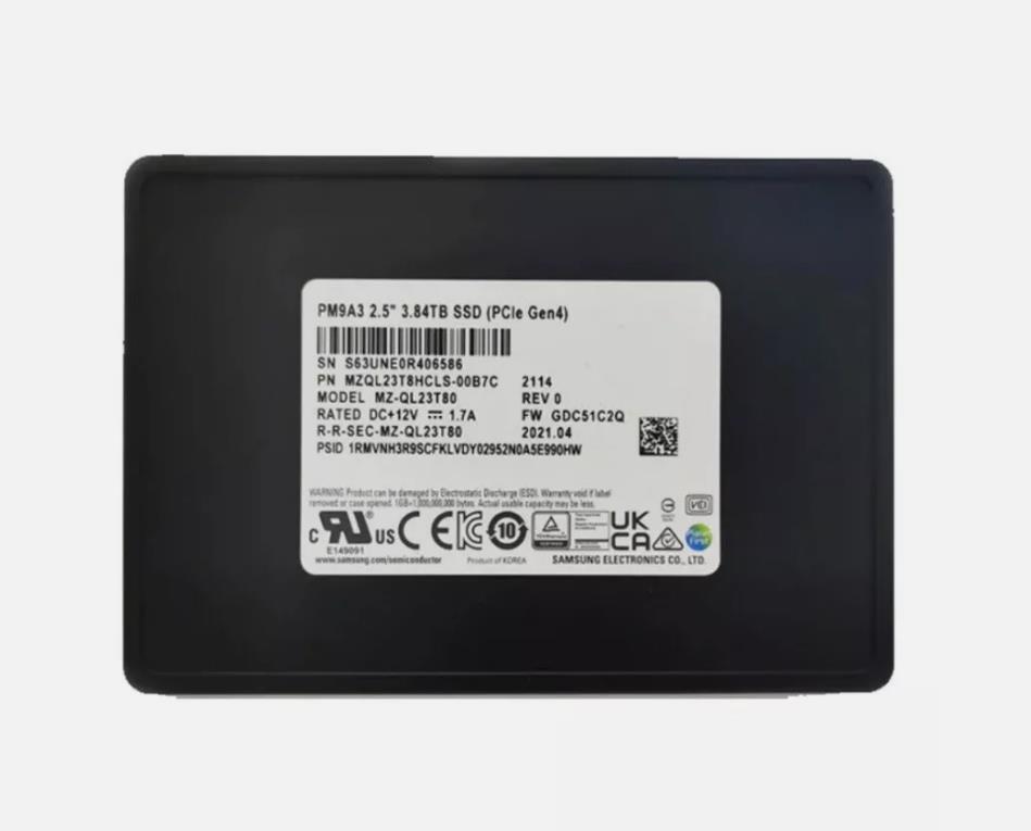 Samsung PM9A3 3.84TB SSD PCIE MZ-QL33T80 MZQL23T8HCLS-00B7C Solid State Drive