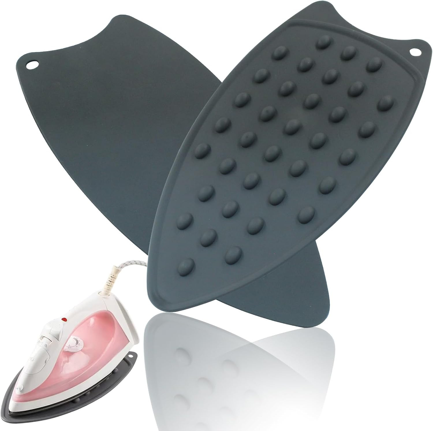 2-Pcs Silicone Iron Rest Pads 10.5 x 5.5 Inch Heat Resistant Mat Gray Color