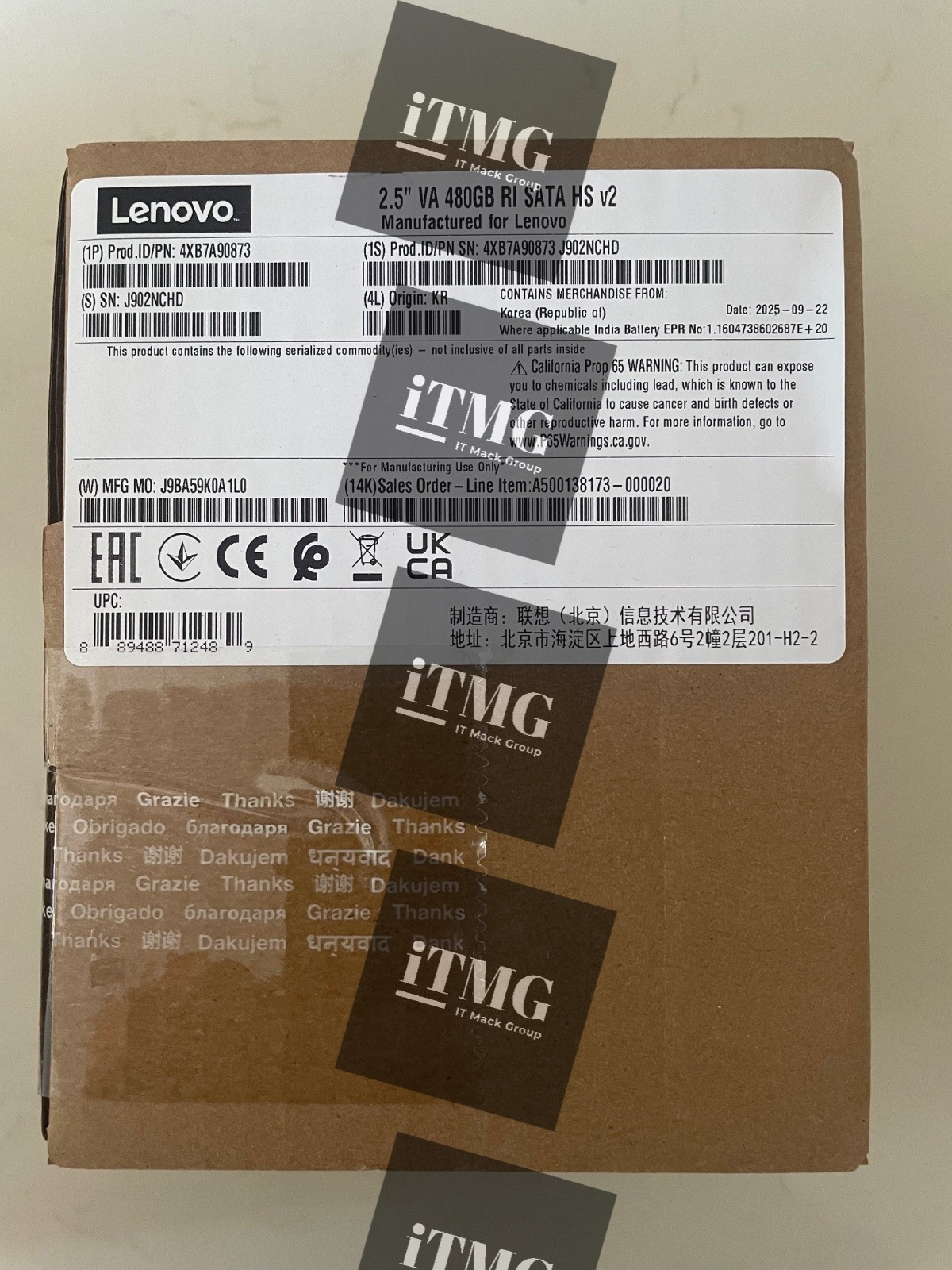 4XB7A90873 LENOVO ThinkSystem 2.5" VA 480GB Read Intensive SATA 6Gb HS SSD v2