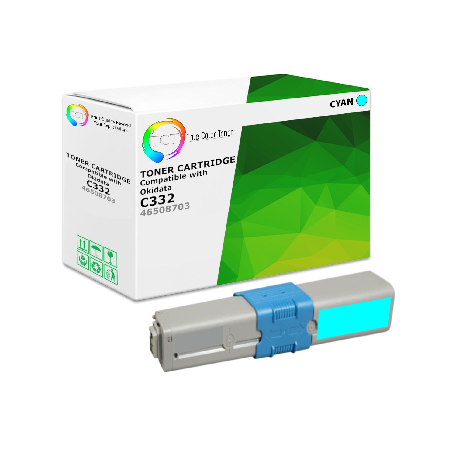 TCT Premium C332 Cyan for Okidata C332 MC363 Compatible Toner Cartridge