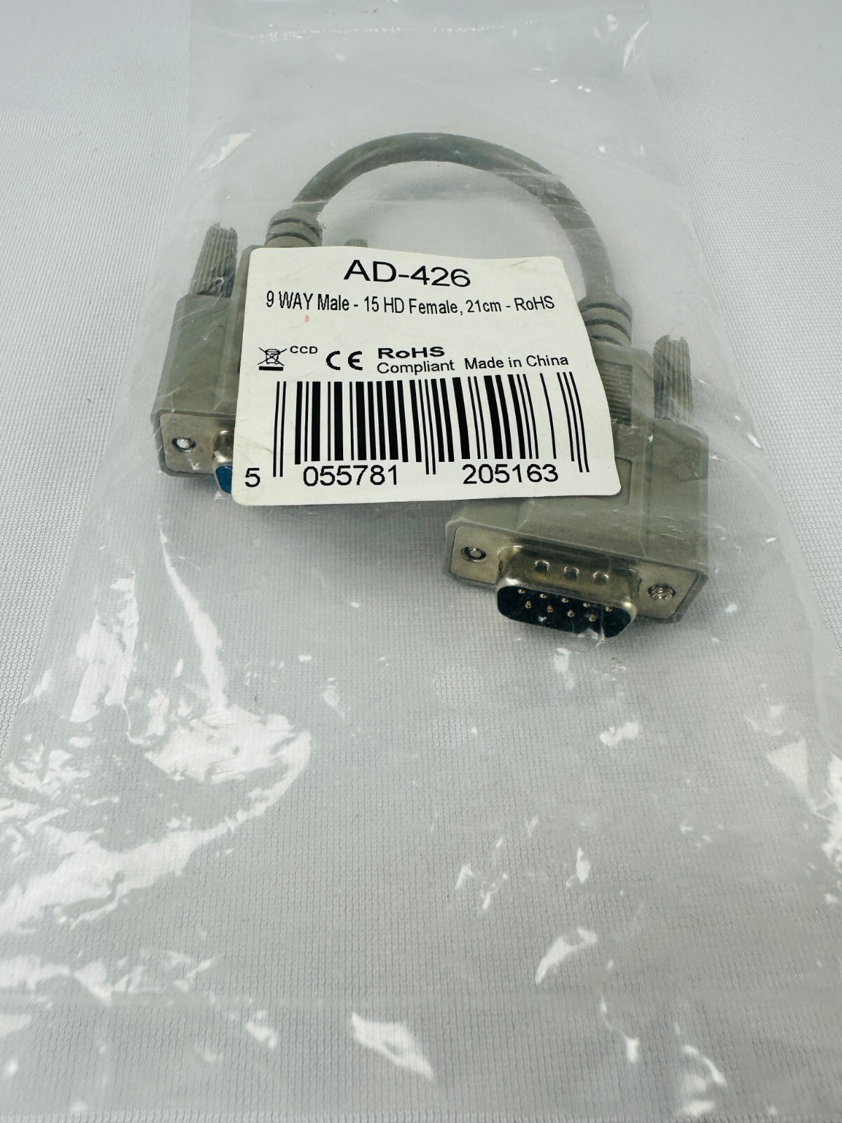 Cable Direct AD-426 15 Pin VGA Female to Male 9 Pin Adapter Coupler Joiner
