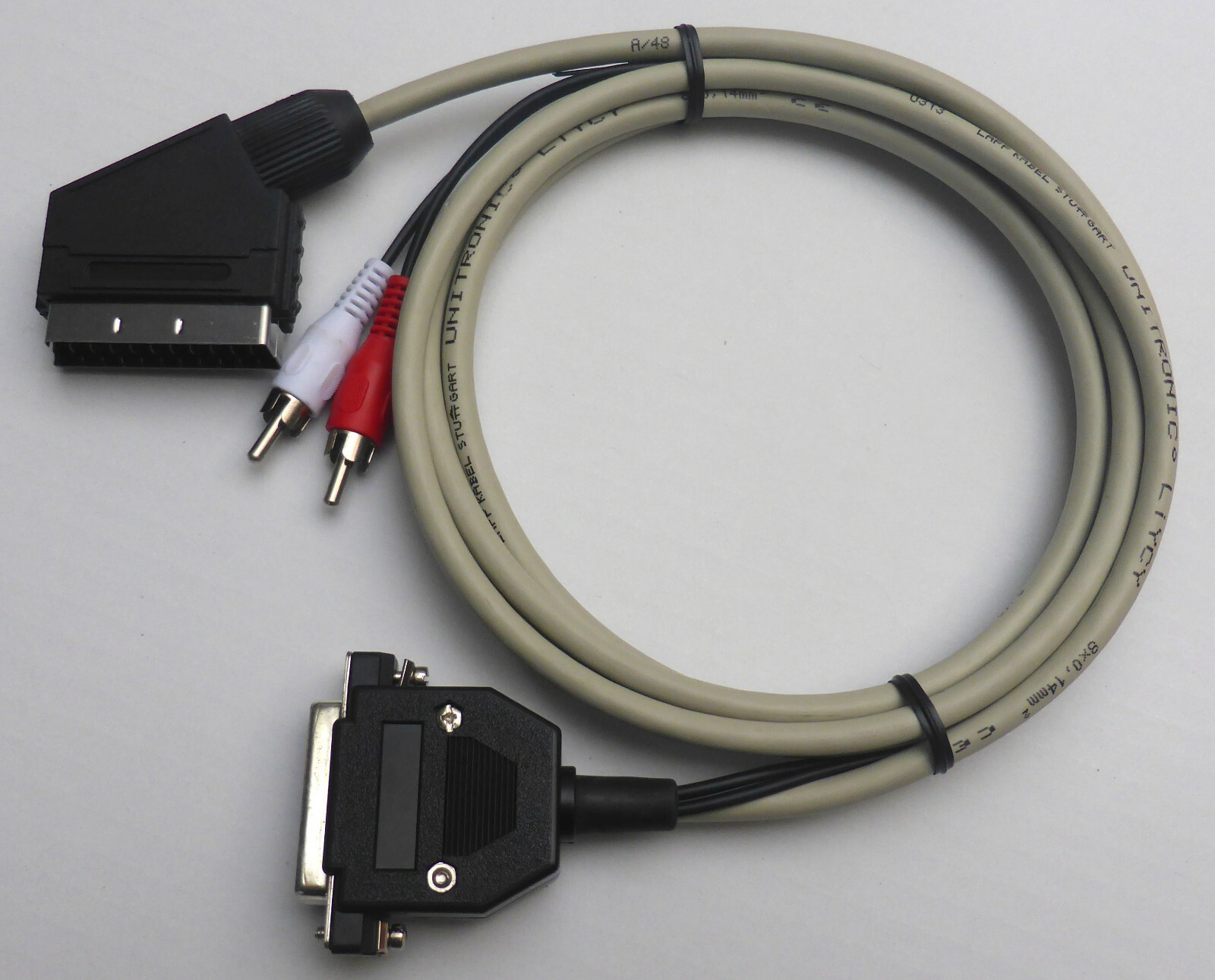 Amiga RGB Scart Cable 1M. Genuine DB23 Connector. High Quality