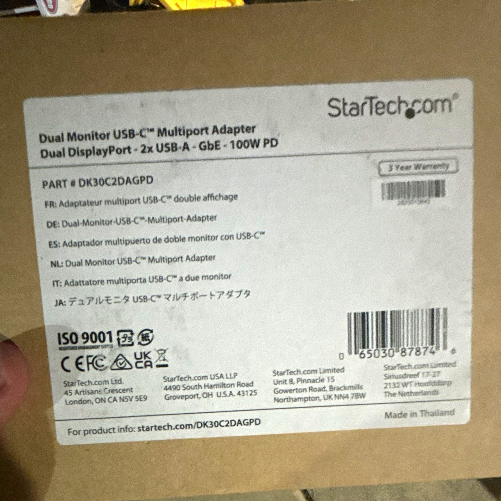 StarTech.com USB-C Dual DisplayPort Adapter w/ GbE RJ-45 100W PD DK30C2DAGPD
