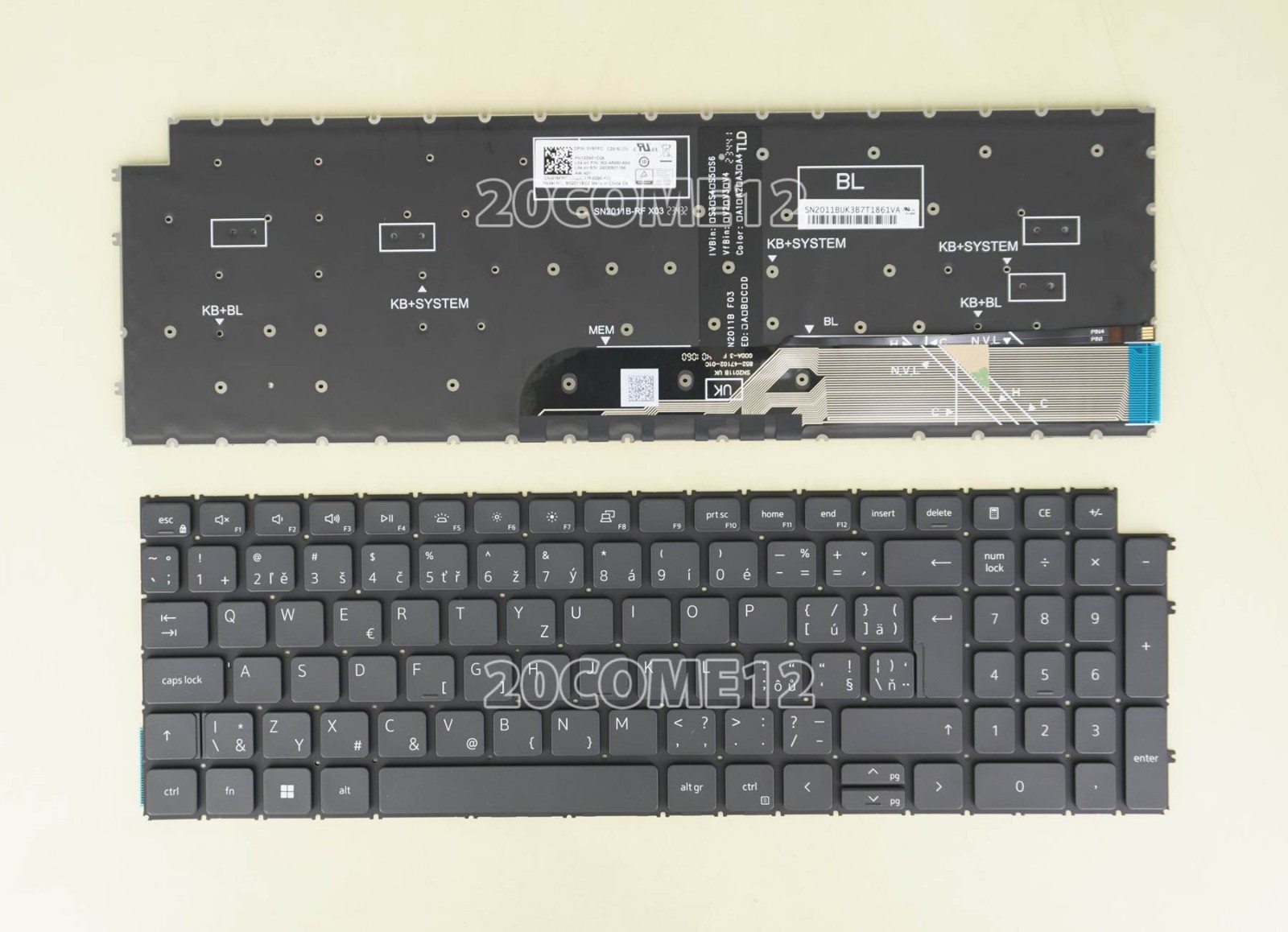 New for DELL Pro 15 Essential PV15250 PV15255 Keyboard Backlit Czech Slovak CS