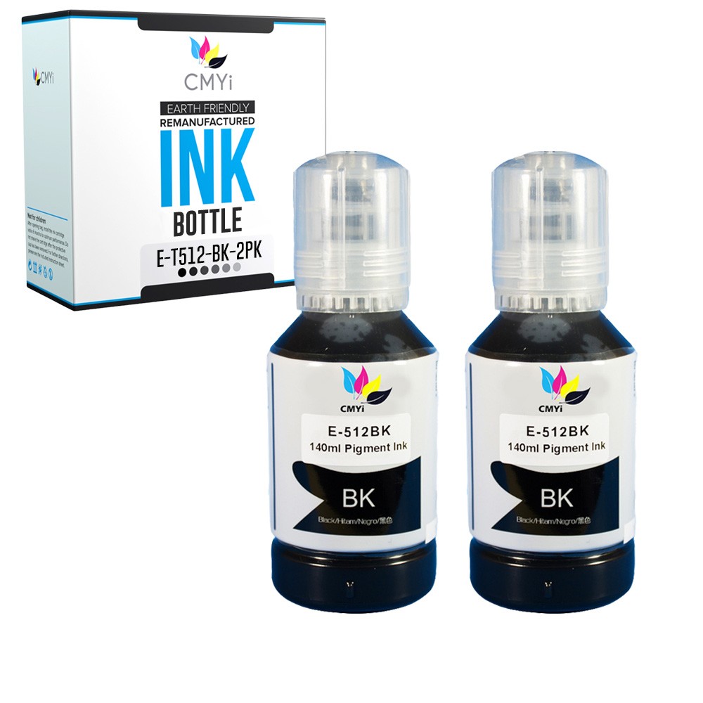 2-Pack CMYi Compatible Epson 512BK Ink Bottle Fits Expression ET-7700 ET-7750
