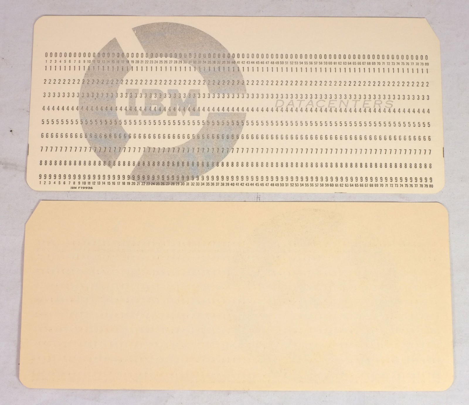 2 NOS Vintage IBM Datacenters 80 Column Computer Punch Cards F19936