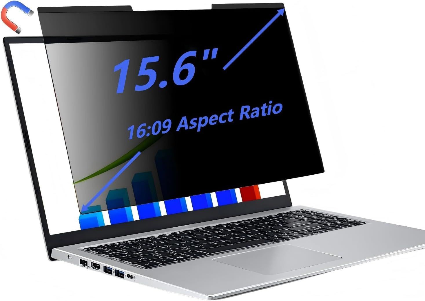 Magnetic Privacy Screen 15.6" for 16:9 Laptops - Detachable Anti-Glare Filter