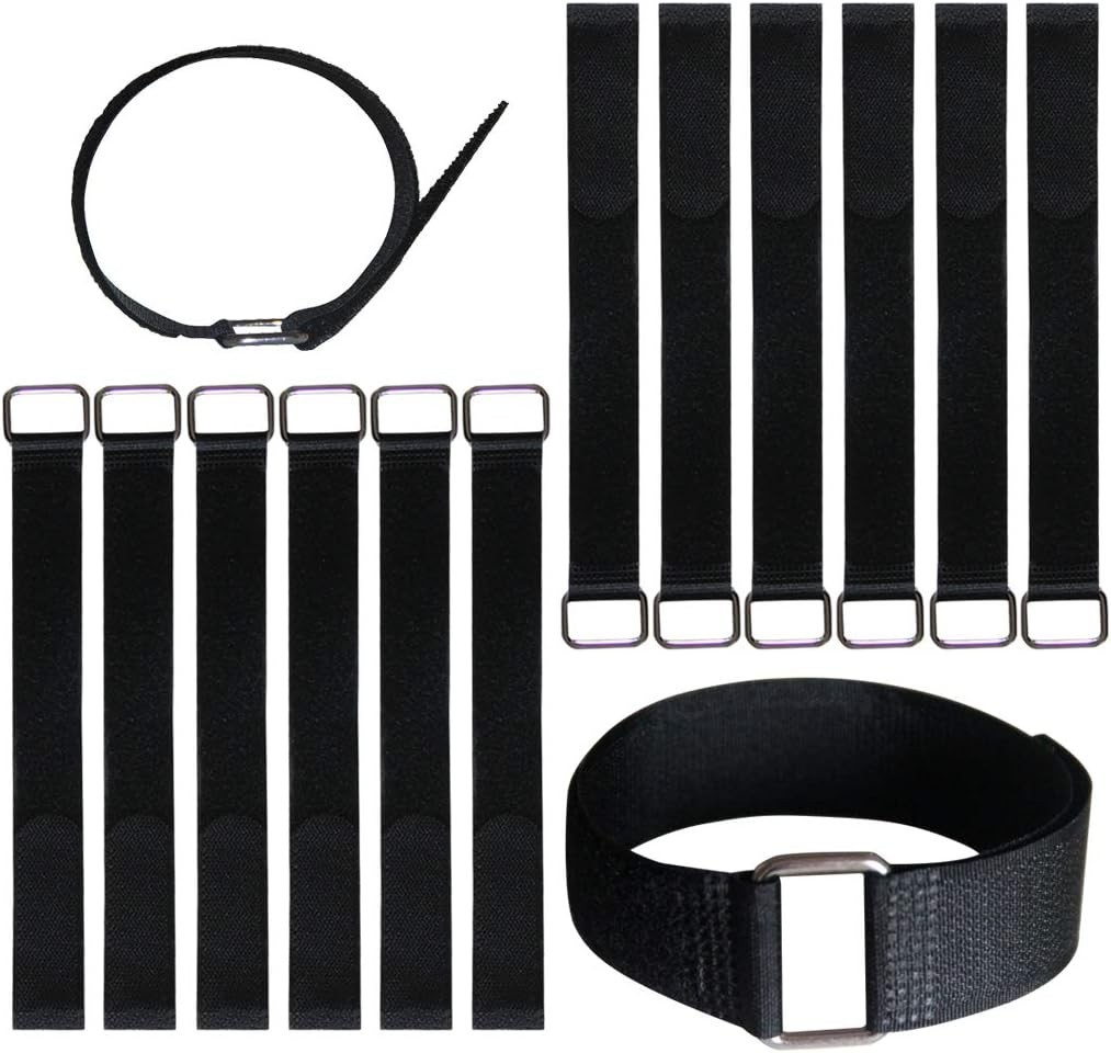 12 Inch Reusable Fastening Cable Straps - Hook and Fixing Straps - 12 Pack