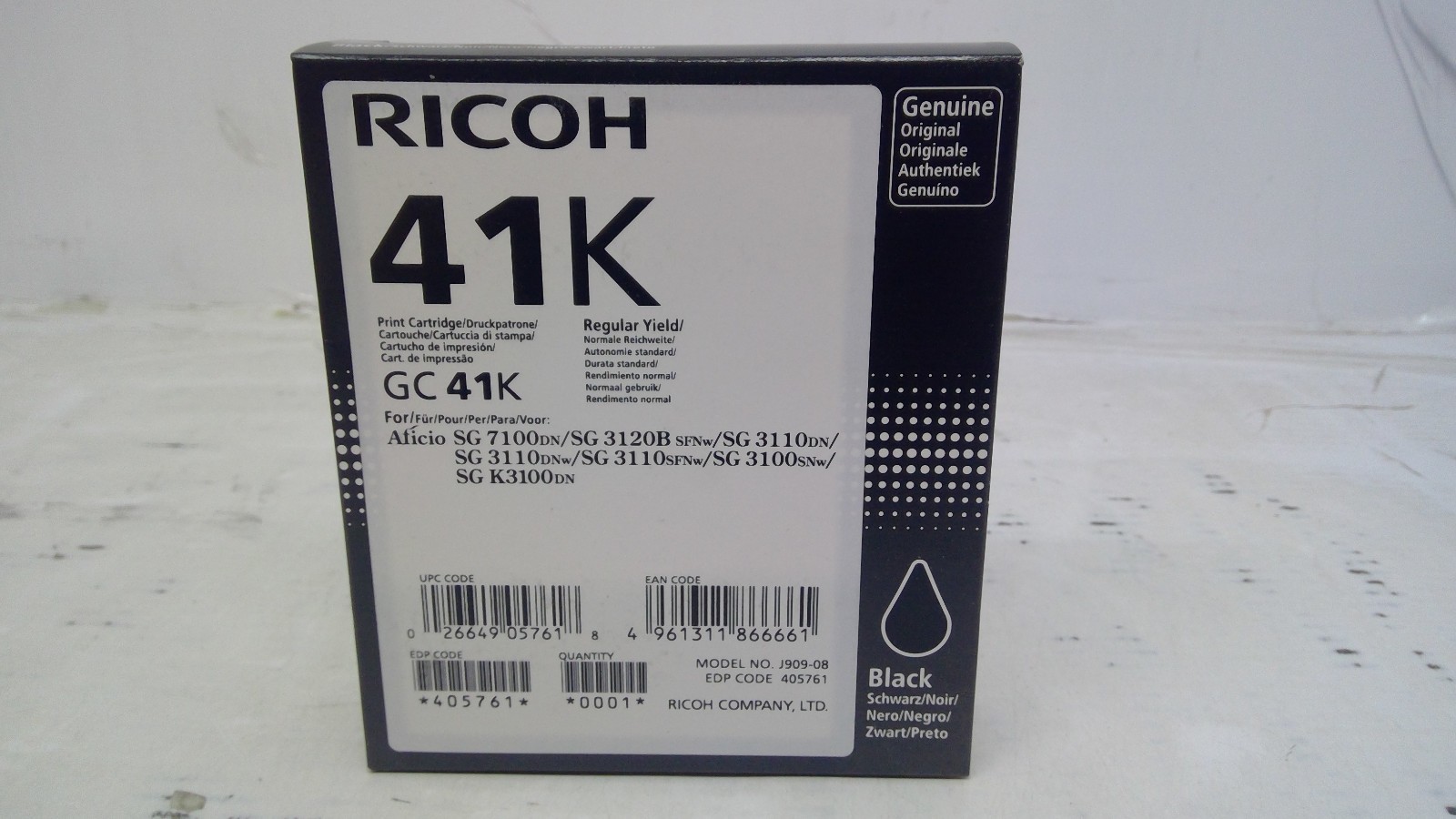 Genuine Ricoh GC 41K Black Ink Cartridge 405761