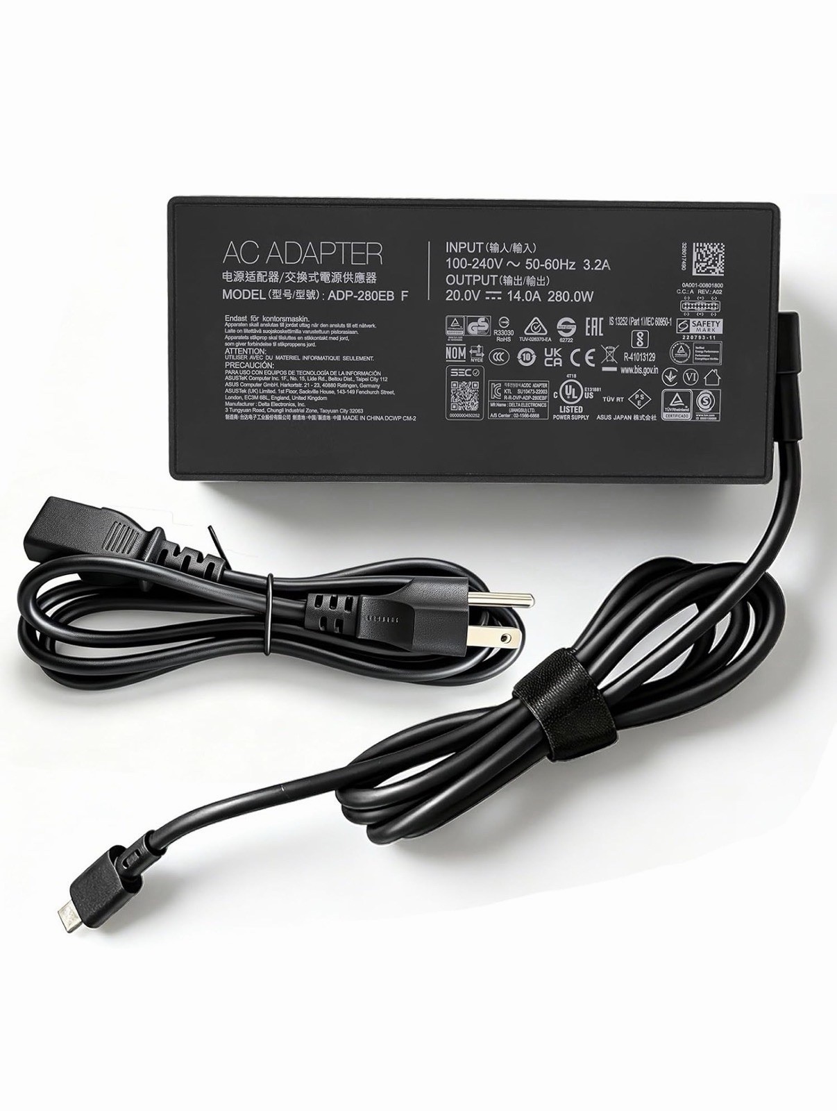 280W 14A 20V ADP-280EB F AC Rectangle Conn Charger for Asus Strix - New-OpenBox
