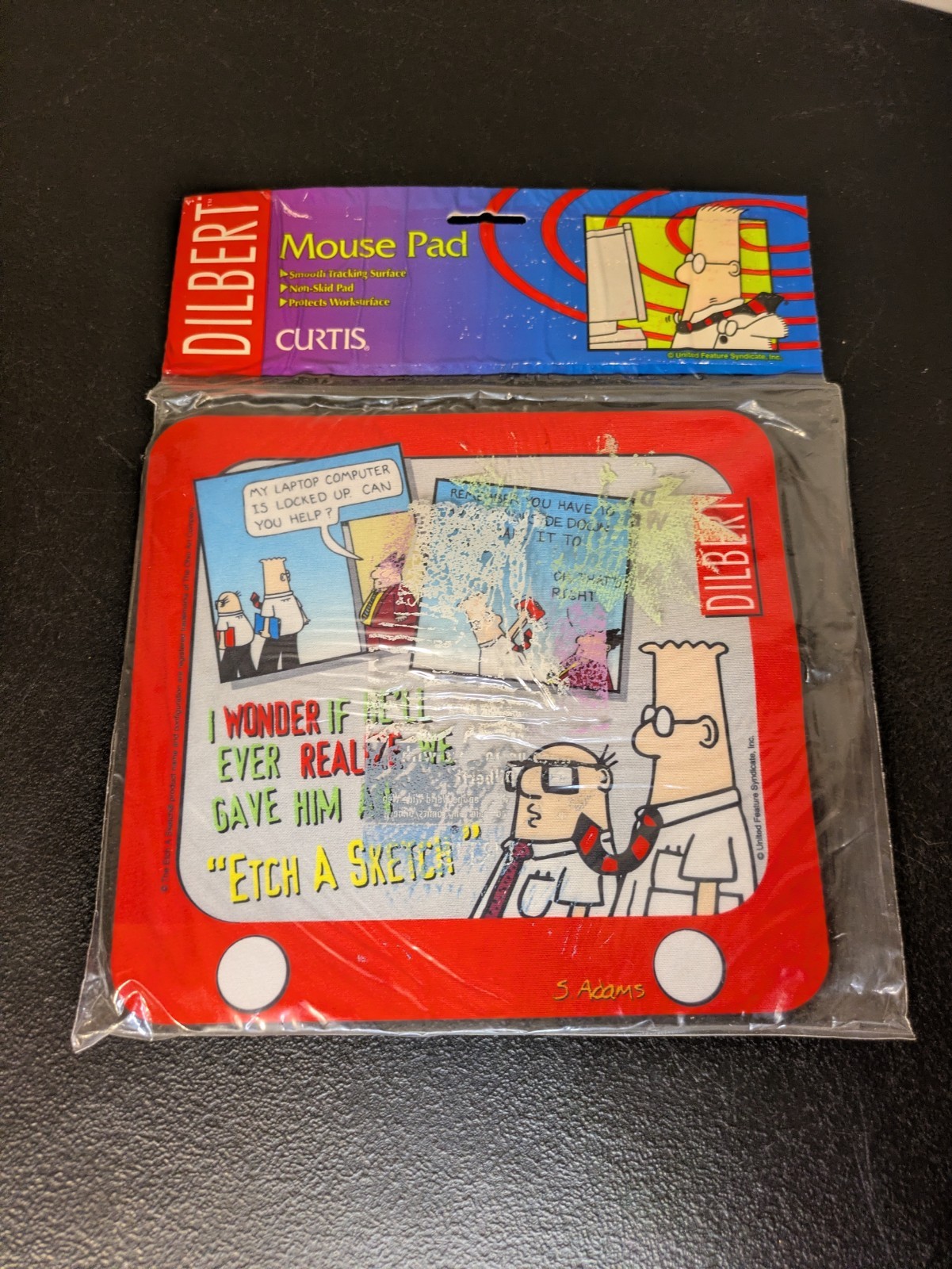 Dilbert Mouse Pad Etch A Sketch Computer Cartoon By Scott Adams Vintage 1997