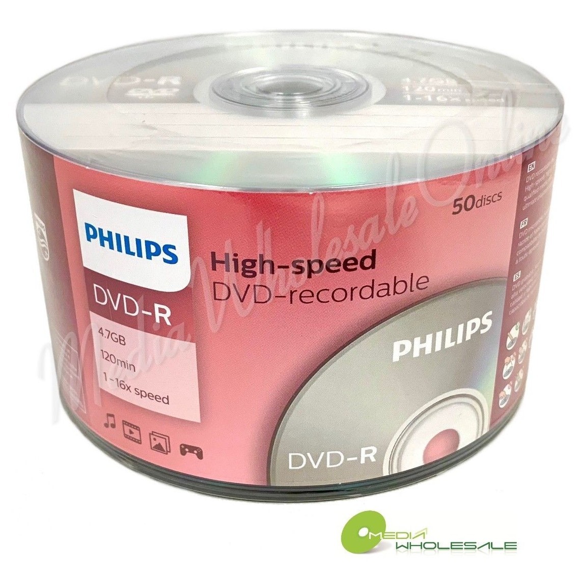 600 PHILIPS Blank 16X DVD-R DVDR Branded Logo 4.7GB Media Disc 