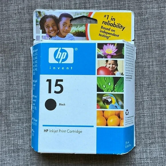 hp Invent Inkjet Cartridge Black 15 Sealed *Install by 2007*