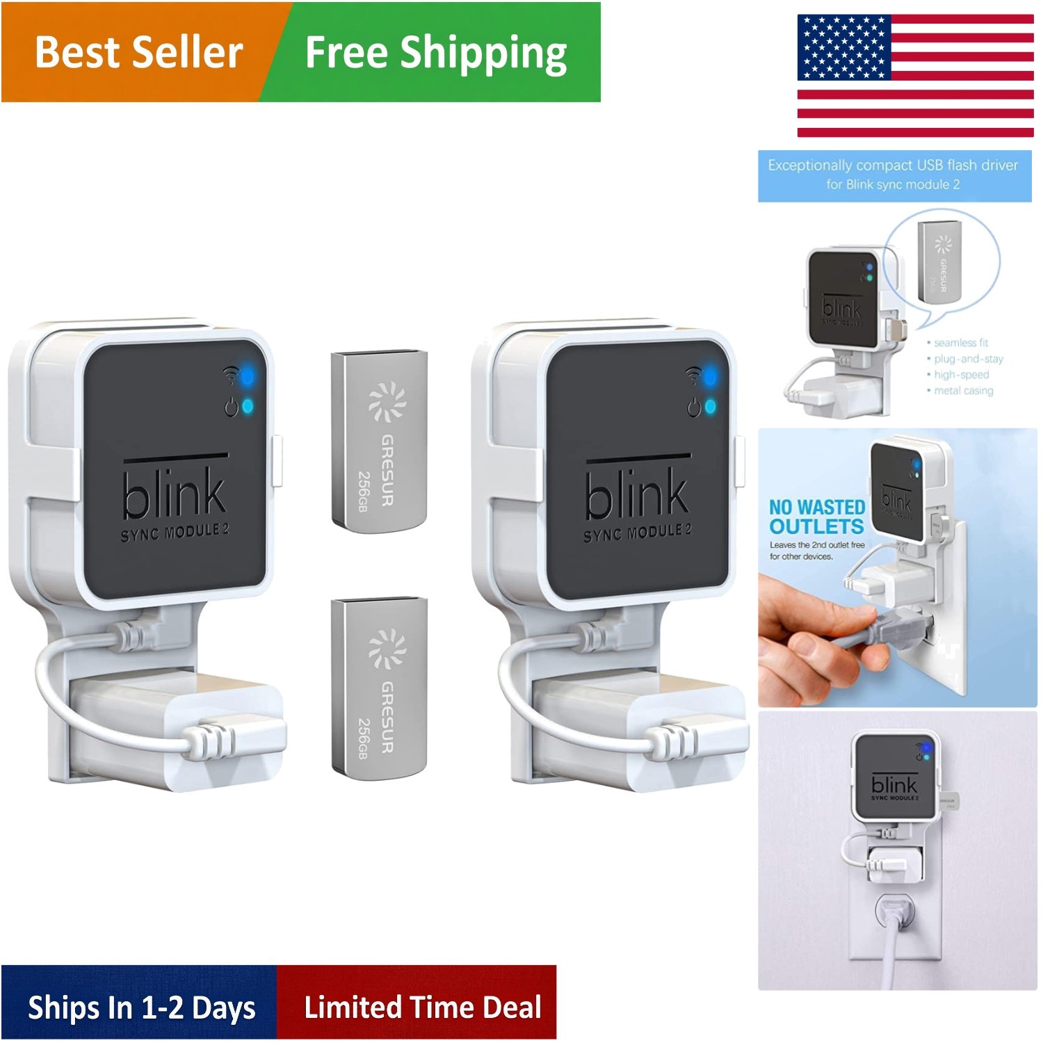 Innovative 256GB Flash Drive & Blink Module Mount - Effortless Setup, Pack of 2