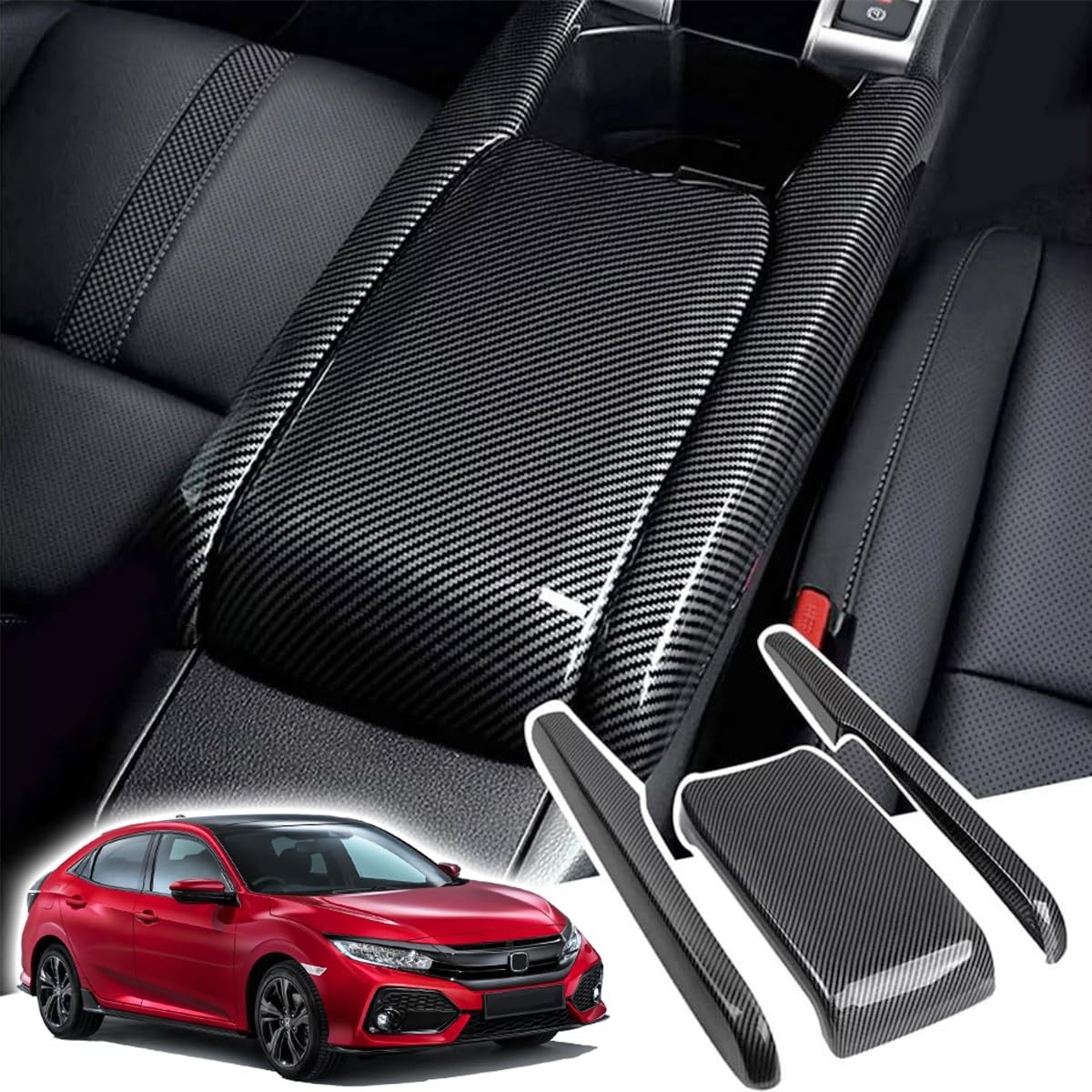 ATAIRSOFT Armrest Box Cover Car Interior Center Console Black 