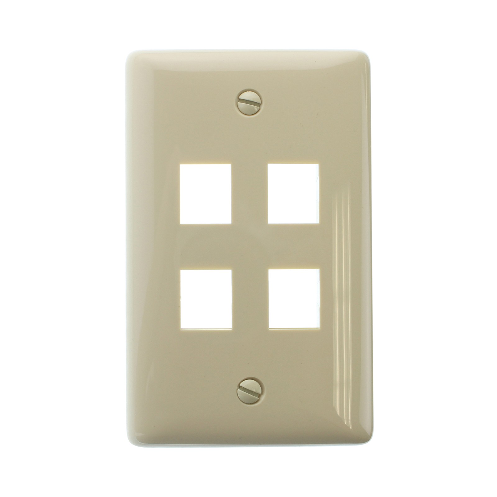 HUBBELL NSP14I NETSELECT FACE-PLATE, MODULAR, 1-GANG, 4-PORT, IVORY