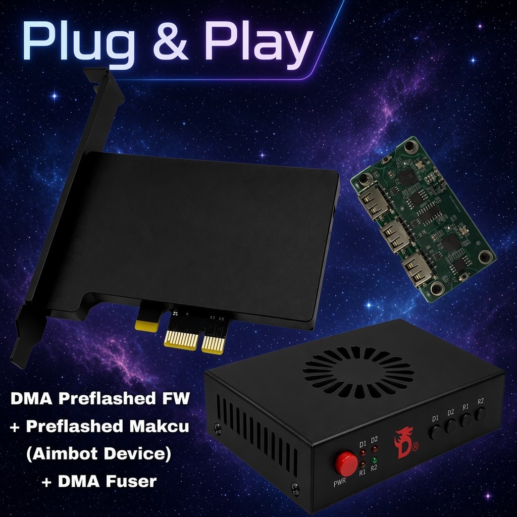 DMA Bundle Plug & Play – Preflashed FW + Preflashed Makcu (Aimbot Device) + DMA