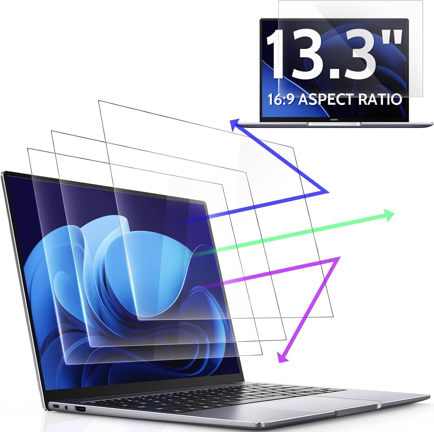 3 Pack 13.3 Inch 16:9 Anti Blue Light Screen Protector for Laptop