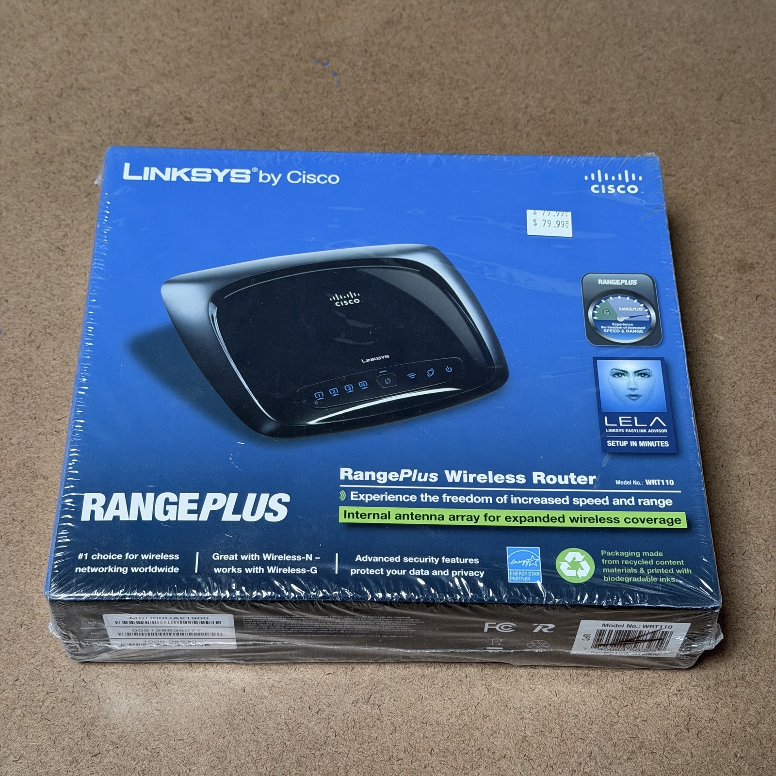 Linksys WRT110 RangePlus Wireless Router 54 Mbps 4-Port Black New Sealed WiFi